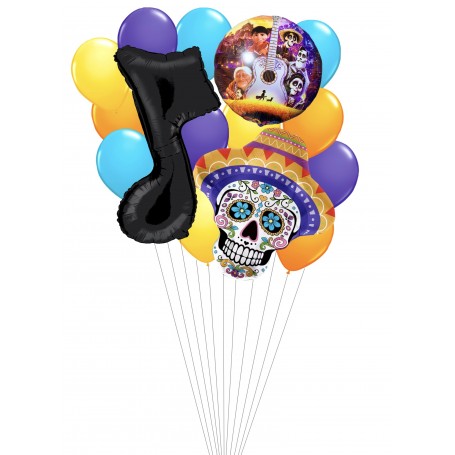 Ballons Coco Miguel Hector en Grappe Disney Pixar, Décorations ballons pour anniversaire.