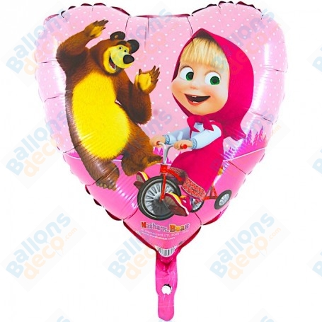 Ballon Masha et Michka Coeur Rose