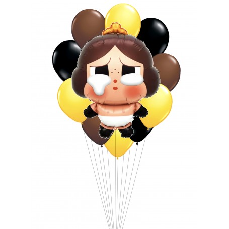Ballons Poupée Brune Crybaby en Grappe Kawaii, Décorations ballons pour anniversaire.