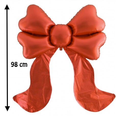 Ballon Ruban Rouge Géant de 98 cm, Décorations ballons pour anniversaire, Mariage, Vitrine de Noël, St-Valentin, Amour, Rouge.