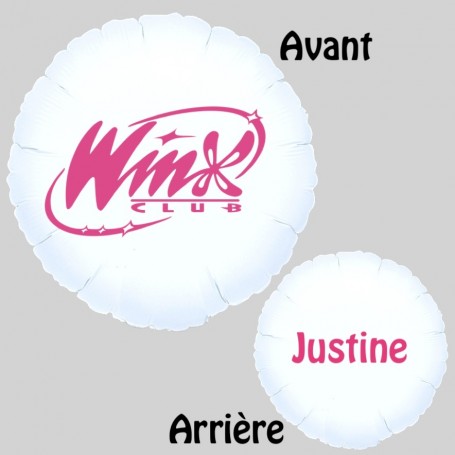 Ballon Logo Winx Club avec le Prénom, Décorations ballons pour anniversaire.