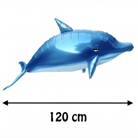 Ballon Dauphin Bleu Géant 4D 120 cm, Décorations ballons pour anniversaire, Aquatique marin.