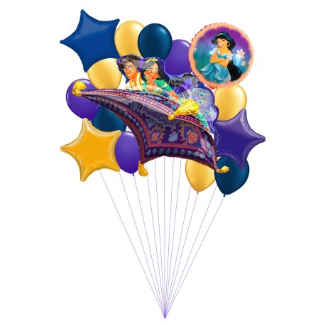 Ballons Aladdin et Jasmine En Grappe Luxe, Décorations ballons pour anniversaire Disney.