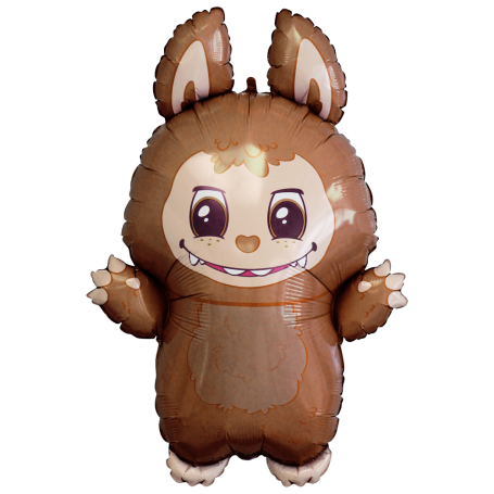 Ballon Lafufu Marron Grabo, Labubu Pop Mart, Décorations ballons pour anniversaire.