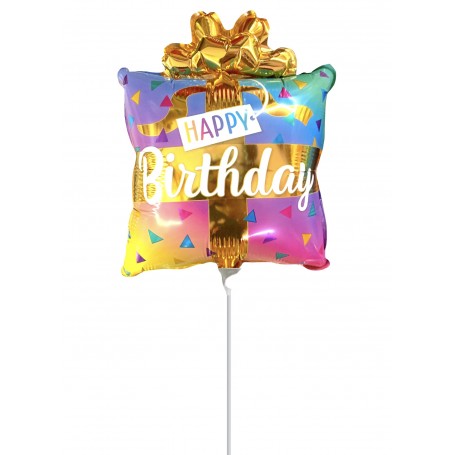 Ballon Cadeau Happy Birthday Arc-en-ciel Air Qualatex, Décorations ballons pour anniversaire.