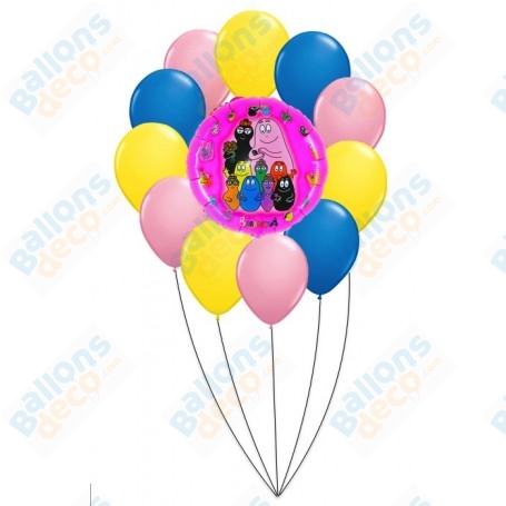 Ballons Barbapapa en famille en Grappe Simple, Décorations ballons pour anniversaire.