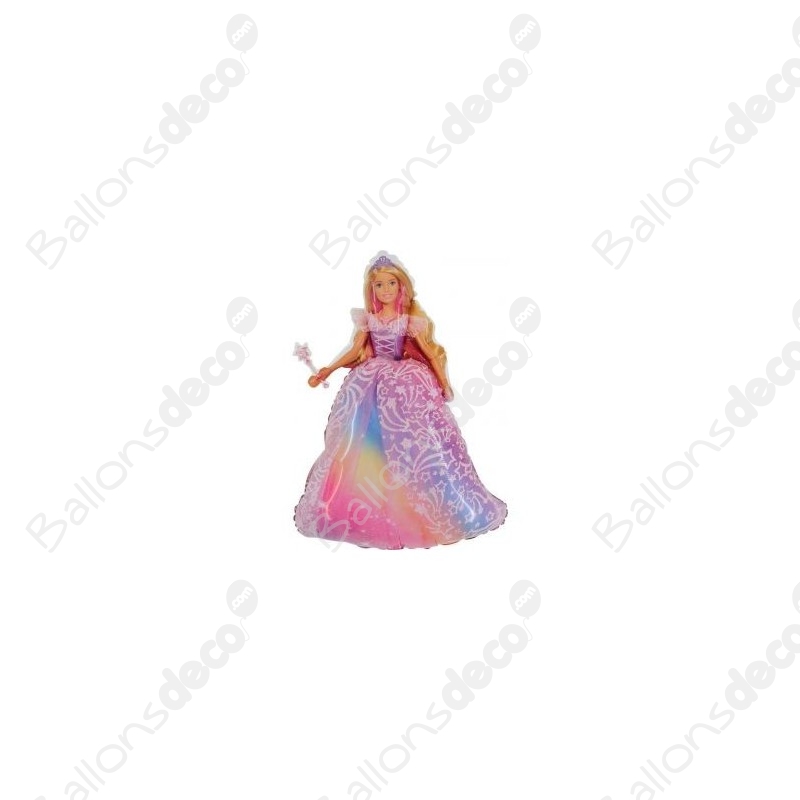 Ballon Barbie Princesse Robe Rose - Baguette Magique 