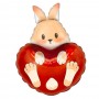 Ballon Lapin Beige Gros Coeur Rouge, Décorations ballons pour anniversaire, Naissance, Saint Valentin.