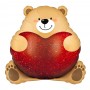 Ballon Ourson Beige Gros Coeur Rouge, Décorations ballons pour anniversaire, Mariage, St-Valentin.