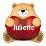 Ballon Ourson Beige Gros Coeur Rouge Avec Prénom, Décorations ballons pour anniversaire, Mariage, St-Valentin.