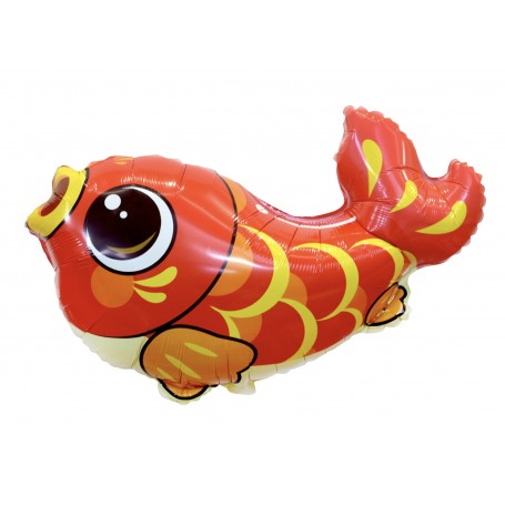 Ballon Poisson Rouge Carpe Koï, décoration ballon anniversaire, Aquatique, Asiatique.
