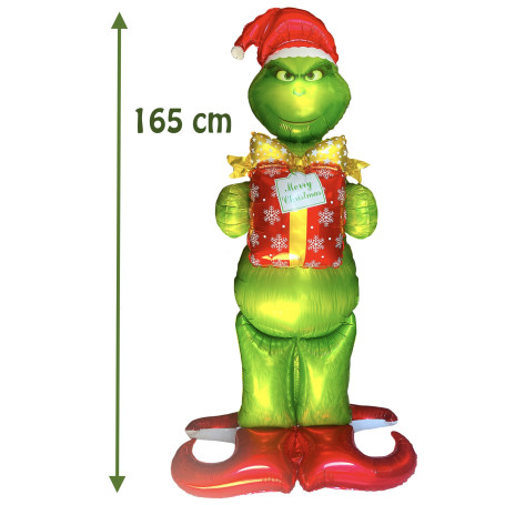 Ballon Le Grinch de Noël 165 cm, Décorations ballons pour anniversaire ou Pour Noël.