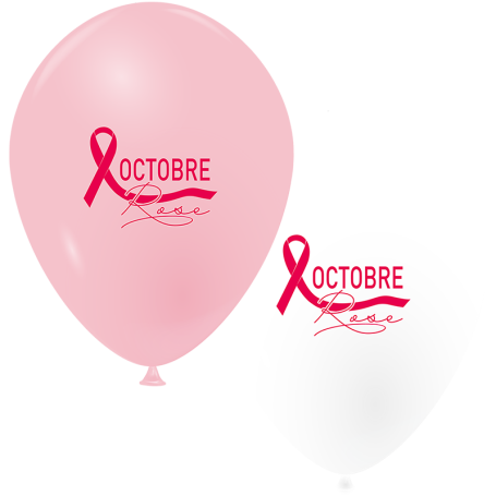 Ballons Cancer Du Sein Rose et Blanc Baudruche par x10, Décorations ballons pour Octobre Rose.