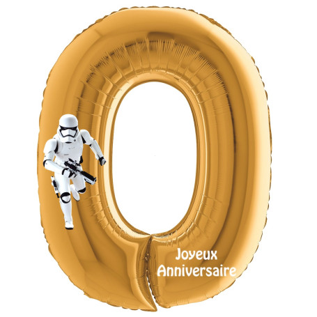 Ballon Star Wars Stormtroopers Chiffre Zéro Or Disney, Décorations ballons pour anniversaire.
