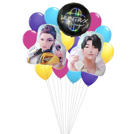 Ballon KPop Demon Hunters Rumi et Jinu en grappe, Décorations ballons pour anniversaire, série Netflix.
