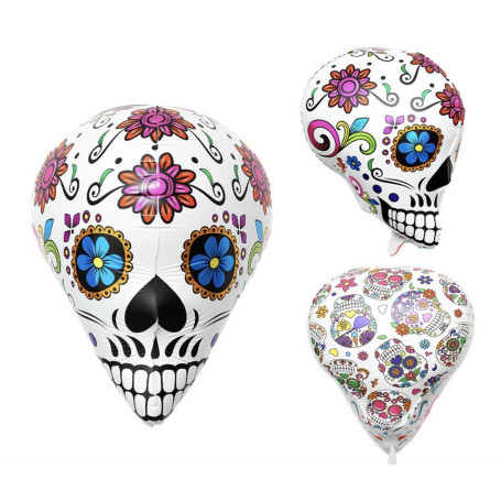 Ballon Tête Squelettes Dia De Los Muertos Coco 3D, Décorations ballons pour anniversaire Disney ou mexicain.