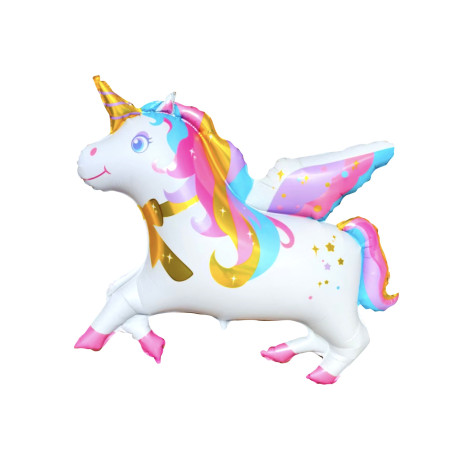 Ballon Licorne Couleur Arc-en-ciel Blanche Anniversaire, décoration ballon hélium, Unicorn