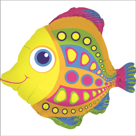 Ballon Poisson Ronds et Coeur Arc-en-ciel Grabo, Décorations ballons pour anniversaire, animaux aquatiques.