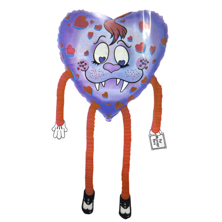 Ballons Monstre Coeur Violet Marcheur, Décorations ballons pour Halloween ou St-Valentin.