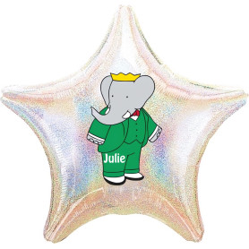 Ballon Babar étoile avec Prénom Anniversaire Ballon Babar étoile avec Prénom Anniversaire 1 face, Décorations ballons pour anniversaire.