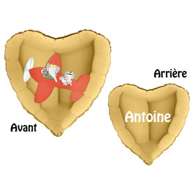 Ballon Babar Avion Coeur Or avec Prénom Ballon Babar Avion Coeur Or avec Prénom, Décorations ballons pour anniversaire.