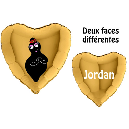 Ballon Barbamama Coeur Or avec Prénom, Décorations ballons pour anniversaire.