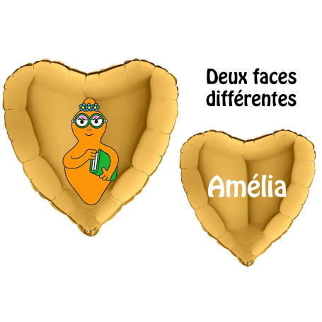 Ballon Barbotine Coeur Or avec Prénom, Décorations ballons pour anniversaire.