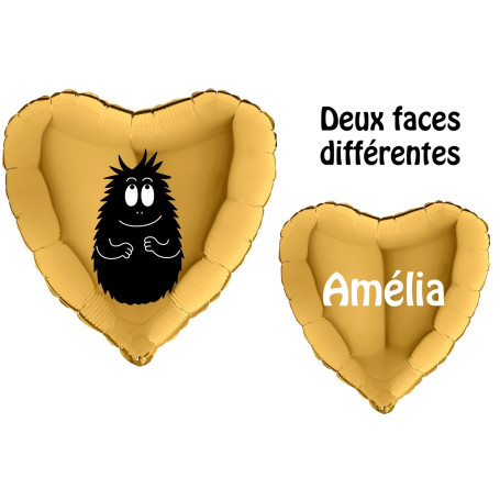 Ballon Barbouille Coeur Or avec Prénom, Décorations ballons pour anniversaire.