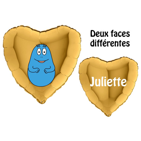 Ballon Barbubul Coeur Or avec Prénom, Décorations ballons pour anniversaire.
