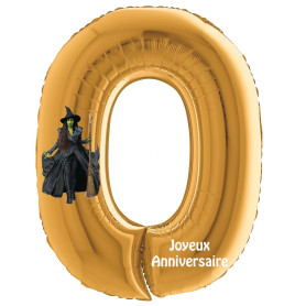 Ballon Sorcière Elphaba Wicked Chiffre Zéro Or Disney, Décorations ballons pour anniversaire.