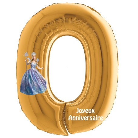 Ballon Princesse Glinda Wicked Chiffre Zéro Or Disney, Décorations ballons pour anniversaire.