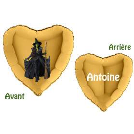 Ballon Sorcière Elphaba Wicked Coeur or avec Prénom Disney, Décorations ballons pour anniversaire.