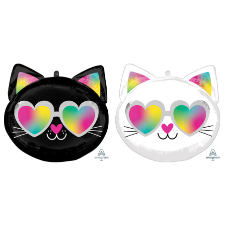 Ballon Chat Noir et Blanc Avec des Lunettes, décoration ballon anniversaire, Baby shower, Manga Japonais