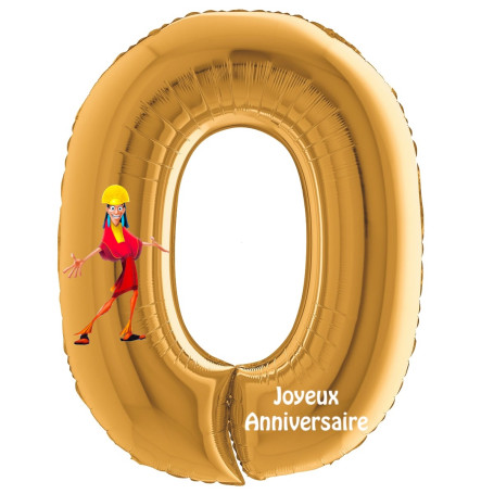 Ballon Kuzco Chiffre Zéro Or Anniversaire Disney, Décorations ballons pour anniversaire.