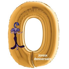 Ballon Yzma de Kuzco Chiffre Zéro Or Anniversaire Disney, Décorations ballons pour anniversaire.