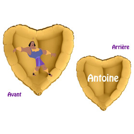 Ballon Kronk de Kuzco Coeur Or Avec Prénom Disney, Décorations ballons pour anniversaire.