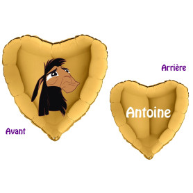 Ballon Kroo de Kuzco Coeur Or Avec Prénom Disney, Décorations ballons pour anniversaire.