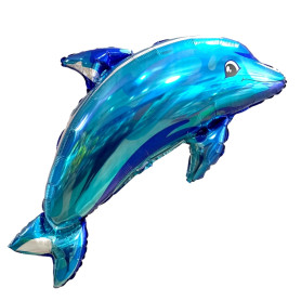 Ballon Dauphin Bleu Kaleidoscope, décoration ballon animaux marin et Anniversaire Aquatique.