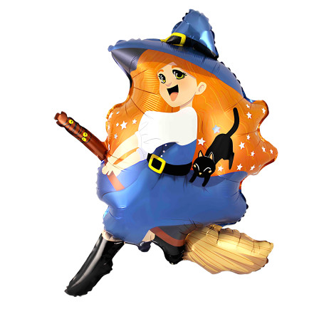 Ballon Sorcière Rousse Cartoon Flexmetal, Décorations ballons pour anniversaire, Halloween.