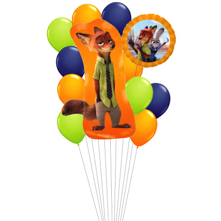 Ballons Zootopie 2 Nick en Grappe Disney, Décorations ballons pour anniversaire.