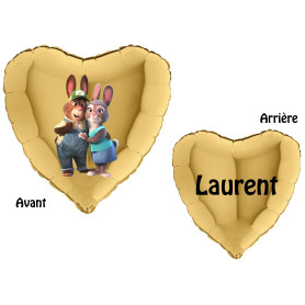 Ballon Parents de Judy Zootopie Coeur Or Prénom Disney, Décorations ballons pour anniversaire.