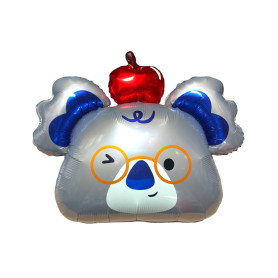 Ballon Tête de Koala Gris Pomme Rouge, décoration ballon animaux de la jungle, Australie.