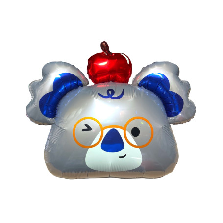 Ballon Tête de Koala Gris Pomme Rouge, décoration ballon animaux de la jungle, Australie.