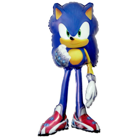 Ballon Sonic Bleu Géant, Décorations ballons pour anniversaire et jeux vidéo.