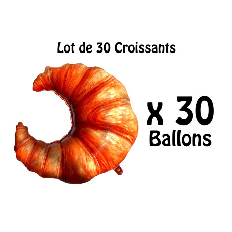 Ballons en forme de Croissants de Boulangerie Réalistes x30, décoration de vitrine de Boulangerie.