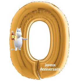 Ballon Moomin Chiffre Zéro Or Anniversaire, Décorations ballons pour anniversaire.
