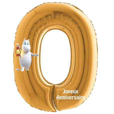 Ballon Moomin Chiffre Zéro Or Anniversaire, Décorations ballons pour anniversaire.