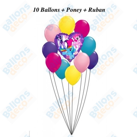 Ballons Petit Poney Couleurs en Grappe