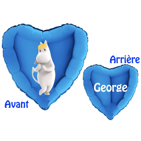 Ballon Mademoiselle Snorque Coeur Bleu avec le Prénom, Décorations ballons pour anniversaire.