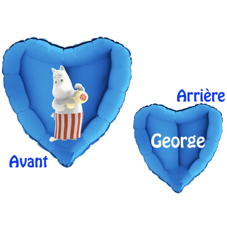 Ballon Maman Moomin Coeur Bleu avec le Prénom, Décorations ballons pour anniversaire.